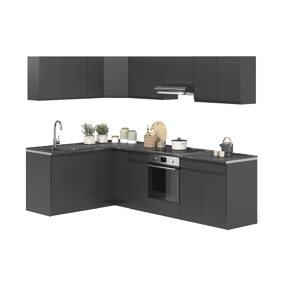 Cucina angolare completa R-Line Antracite/Antracite 267 x 167 cm Vicco