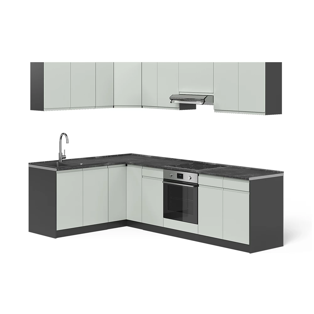 Cucina angolare completa R-Line Verde pastello/Antracite 267 x 167 cm Vicco