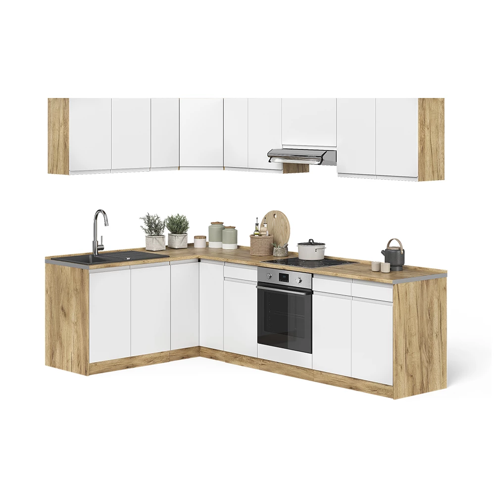 Cuisine en angle R-Line Blanc/Chêne doré 267 x 167 cm Vicco