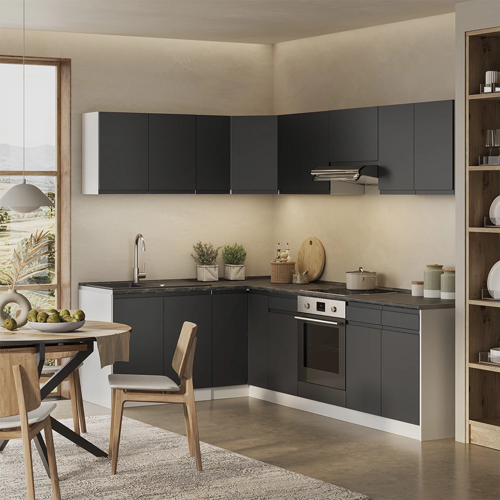 Cuisine en angle R-Line Anthracite/Blanc 267 x 167 cm Vicco