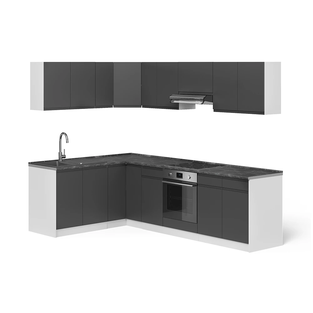 Cuisine en angle R-Line Anthracite/Blanc 267 x 167 cm Vicco