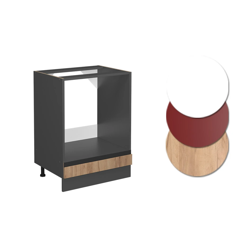 Mobile per forno da incasso R-Line Rovere dorato/Antracite 60 cm piano di lavoro Rovere dorato Vicco