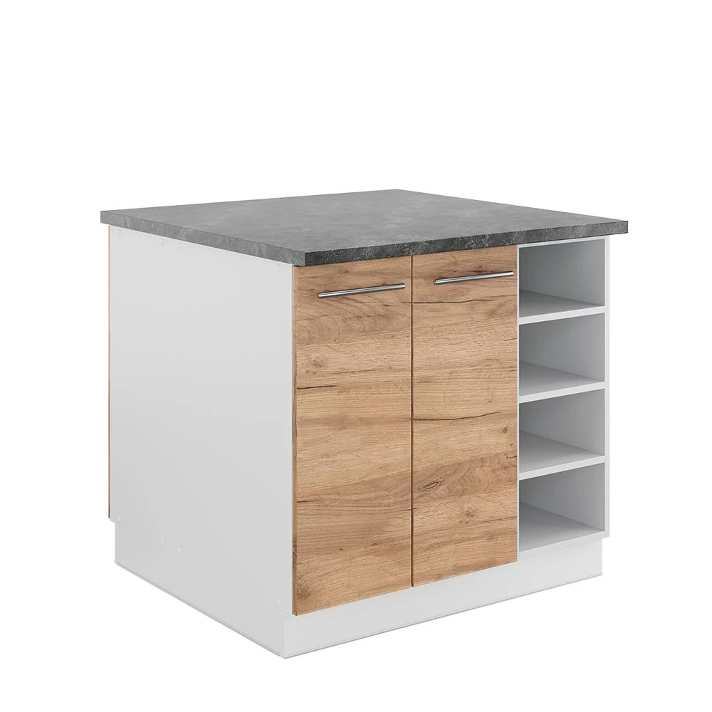 Îlot de cuisine Fame-Line Chêne doré/Blanc 90cm Vicco
