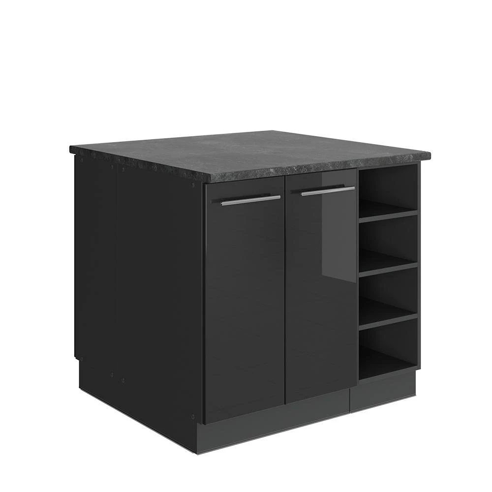 Isola cucina Fame-Line Antracite lucido/Antracite 90 cm Vicco