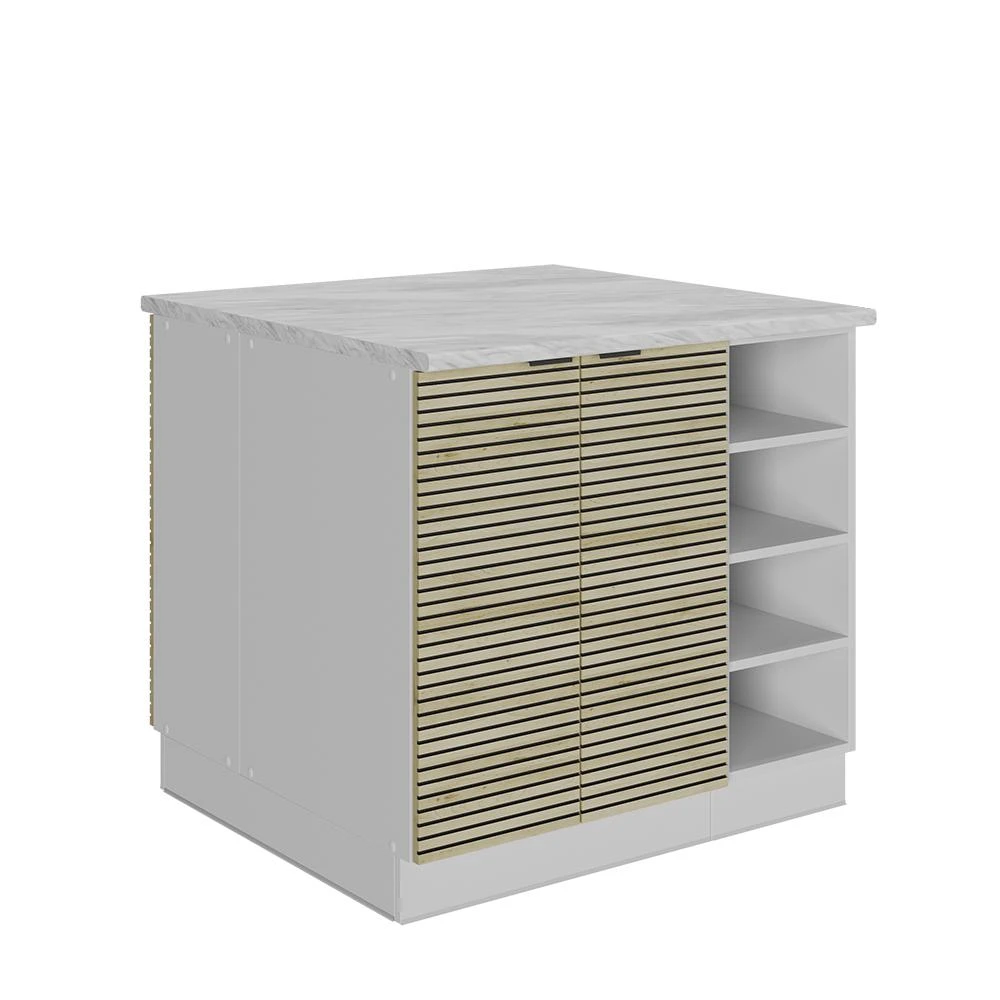 Îlot de cuisine Fame-Line Panneau en chêne/Blanc 90cm Vicco