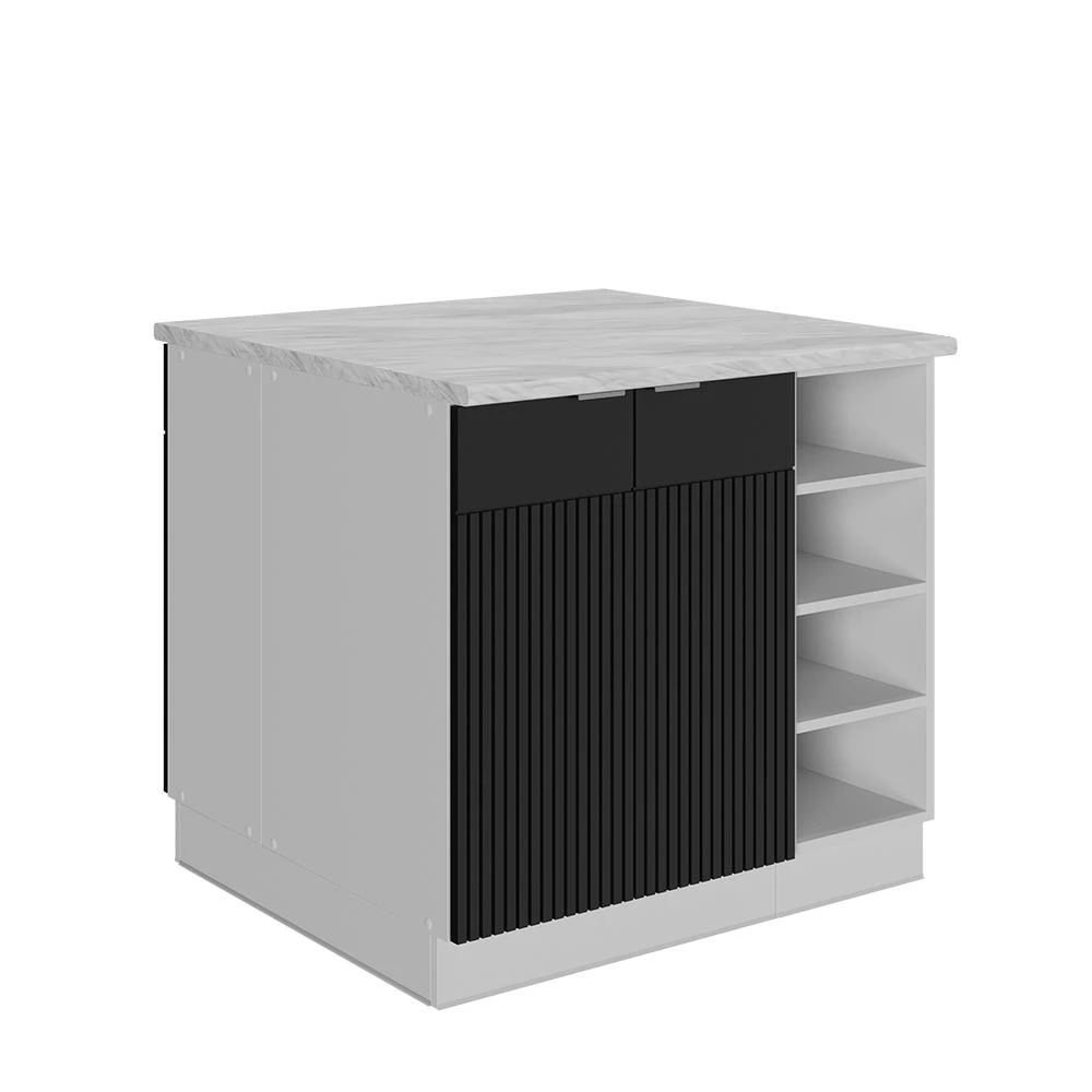 Isola cucina Fame-Line Nero rigato/Bianco 90 cm Vicco