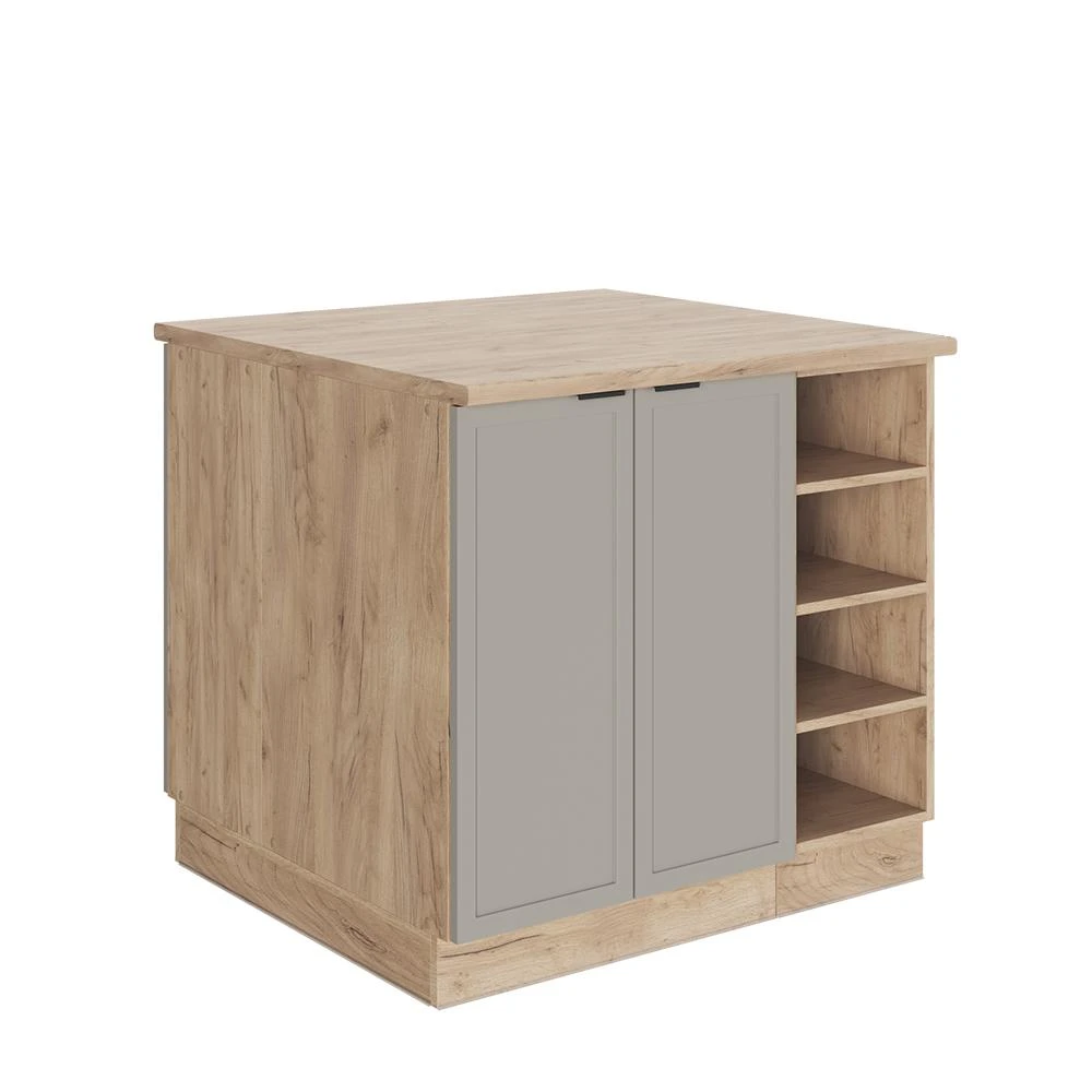 Kücheninsel Fame-Line GrauBeige/Goldkraft Eiche 90 cm Vicco
