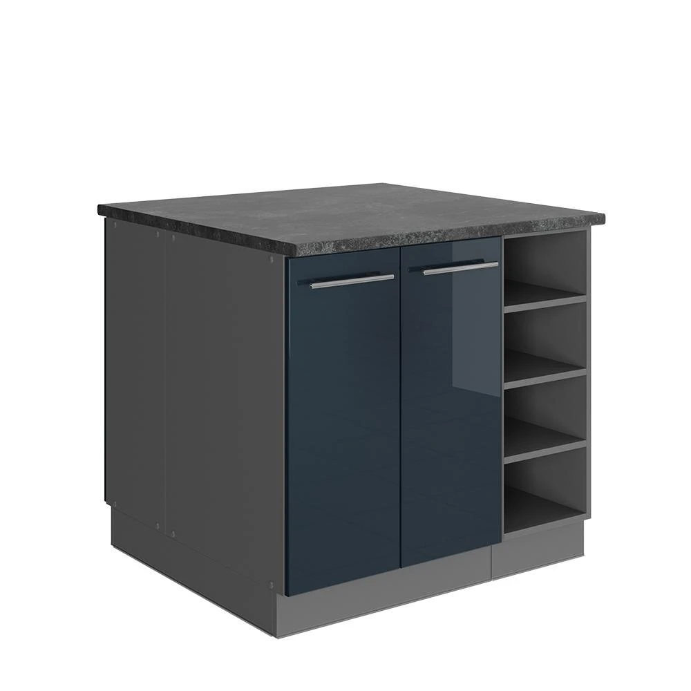 Keukeneiland Fame-Line Donkerblauw hoogglans/Antraciet 90 cm Vicco