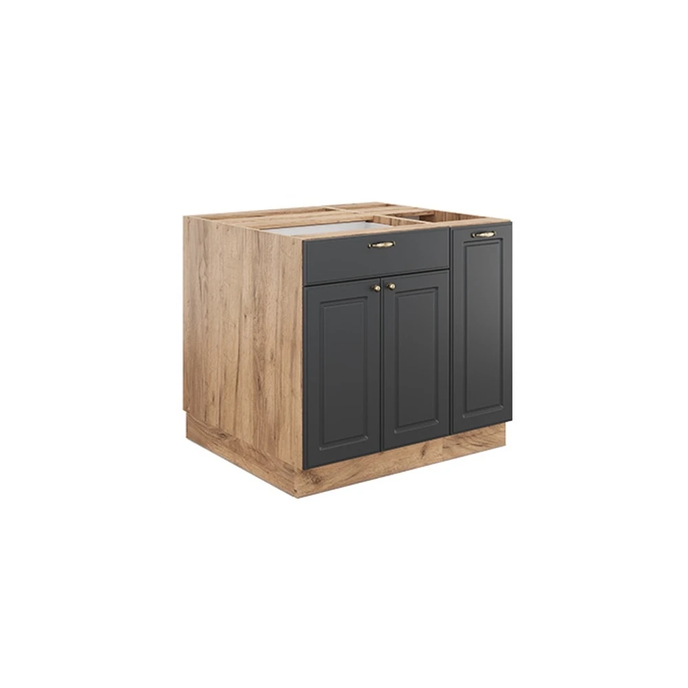 Keukeneiland Fame-Line Anthrazit-Gold landelijk/Goudkleurig Eiken 90 cm met lade Vicco