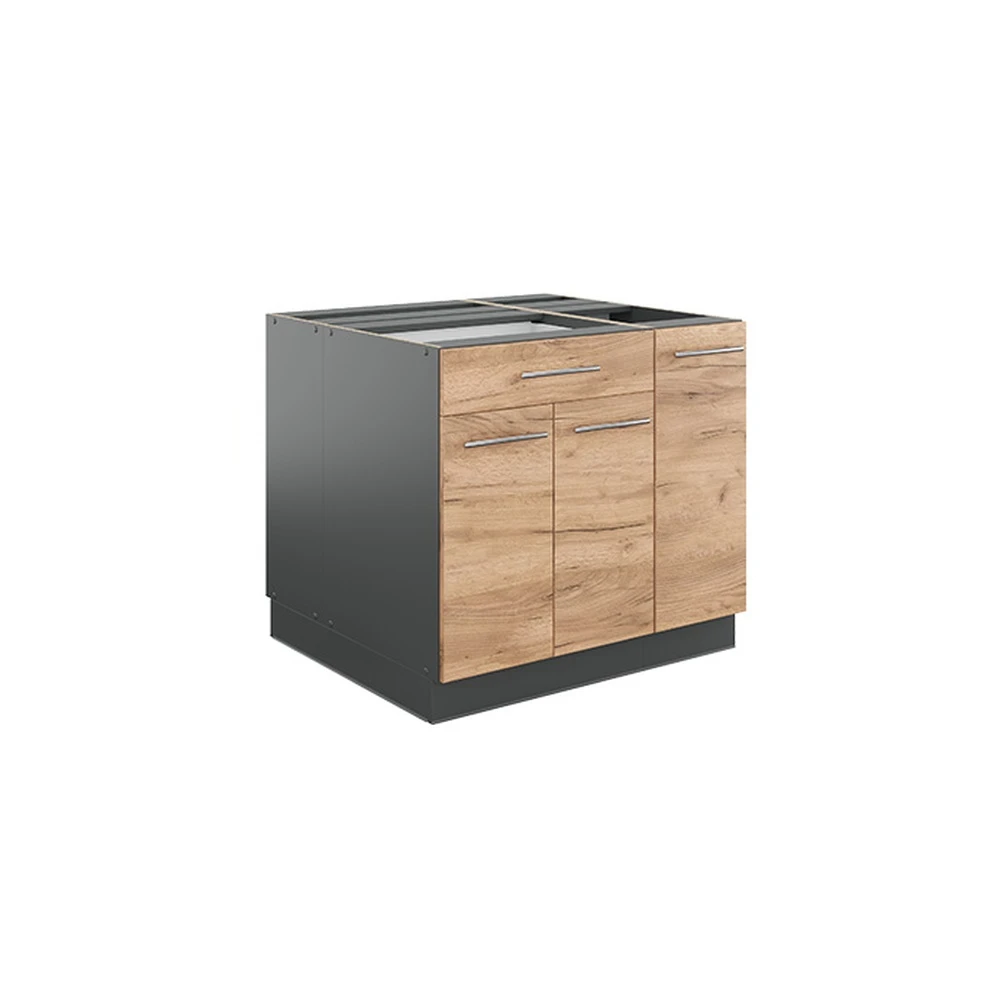 Kücheninsel Fame-Line Goldkraft Eiche/Anthrazit 90 cm mit Schublade Vicco