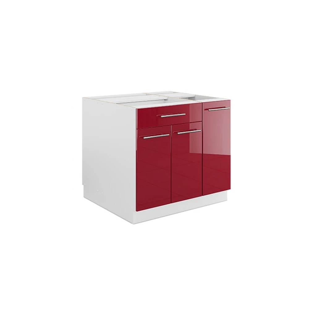 Kücheninsel Fame-Line Bordeaux Hochglanz/Weiß 90 cm mit Schublade Vicco