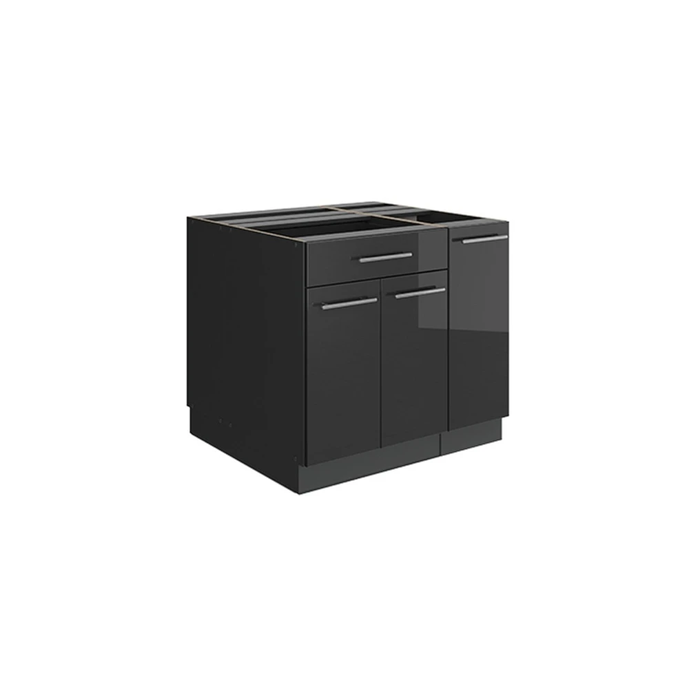 Isola cucina Fame-Line Antracite lucido/Antracite 90 cm con cassetto Vicco
