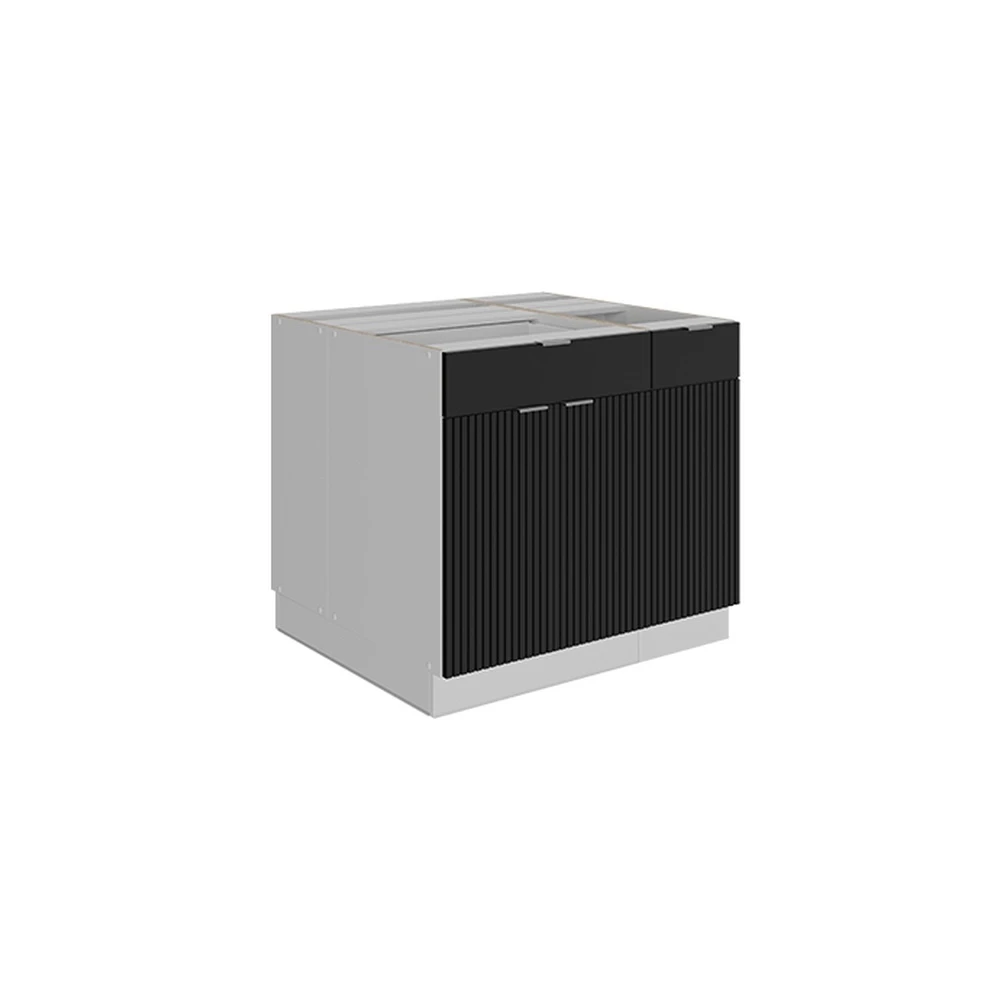 Isola cucina Fame-Line Nero rigato/Bianco 90 cm con cassetto Vicco