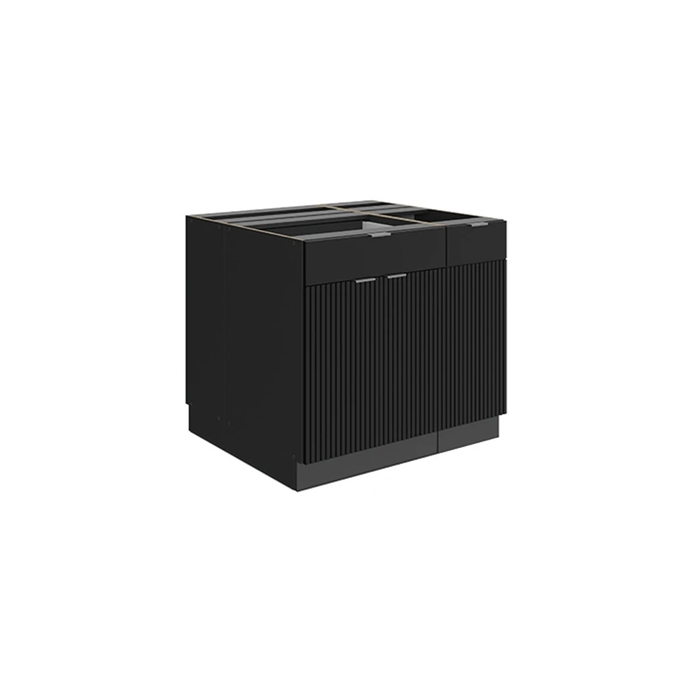 Isola cucina Fame-Line Nero rigato/Antracite 90 cm con cassetto Vicco